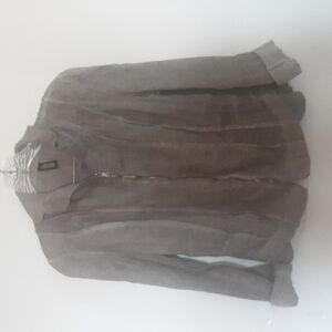 Inzio 100% Linen With Cotton Hem Zippered Lightweight Jacket Sz S
